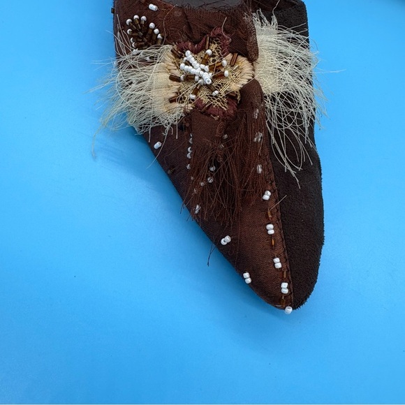 Foratempo Vintage Embellished Brown Women's Slides with Kitten Heels Size 36/5.5 - Picture 7 of 8